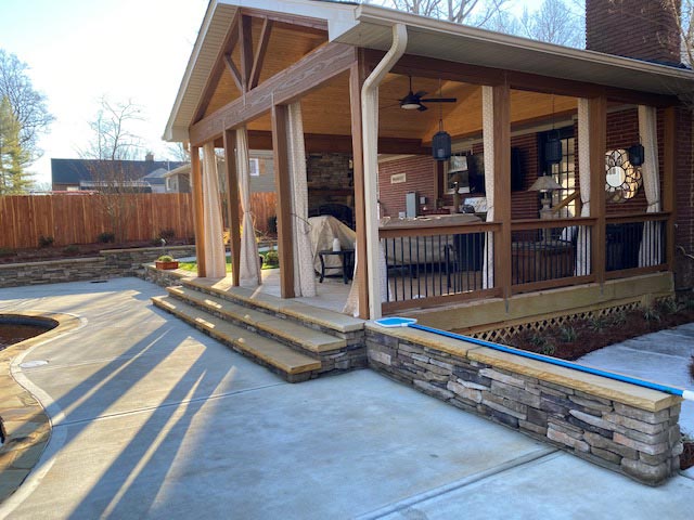 Southeastern Tree and Landscaping | gazebo addition with stone walls